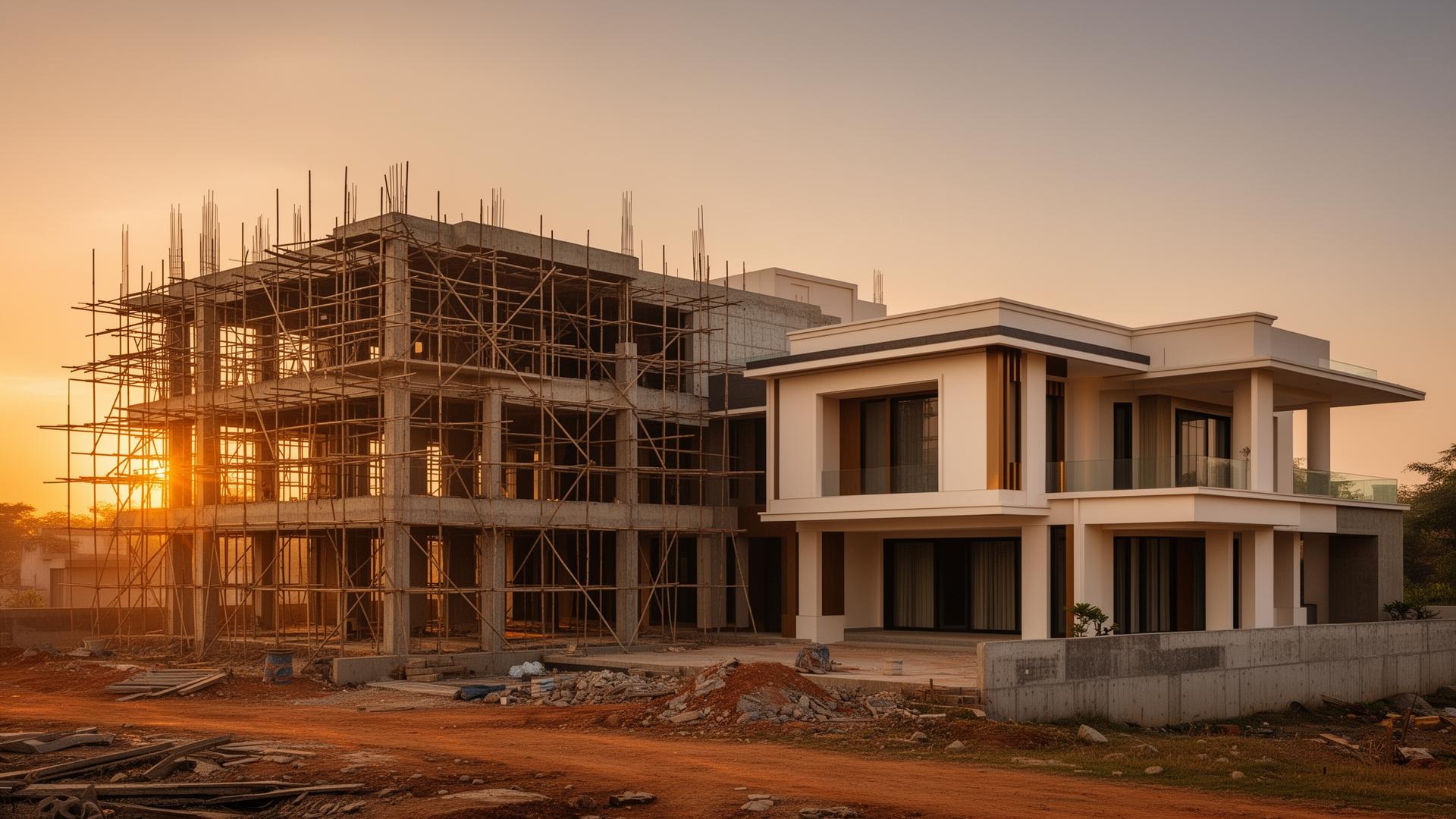 Modern villa under construction by Yashpratham